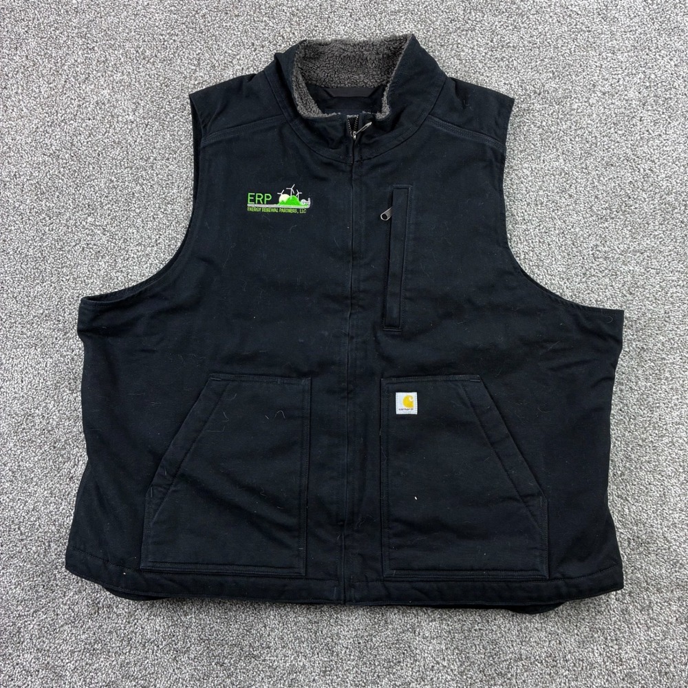 Carhartt Vest Women's 2XL Black Washed Duck Canvas Sherpa Lined 104224-032